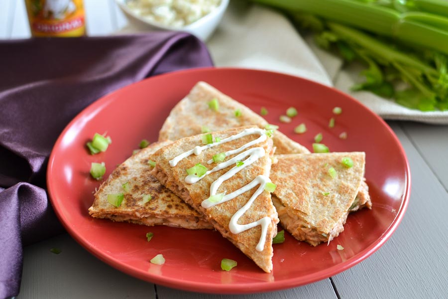 Spicy Tuna Quesadilla with 2-Ingredient Blue Cheese Dressing