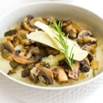 Pecorino Mashed Cauliflower with Sherry-Rosemary Mushrooms