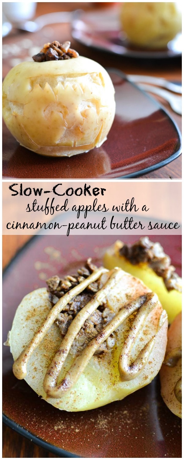Slow-Cooker Pecan-Stuffed Apples with Cinnamon-Peanut Butter Sauce
