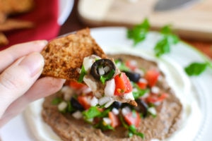 Black Bean Hummus Taco Dip with Pita Chips