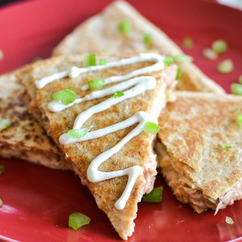 Spicy Tuna Quesadilla with 2-Ingredient Blue Cheese Dressing