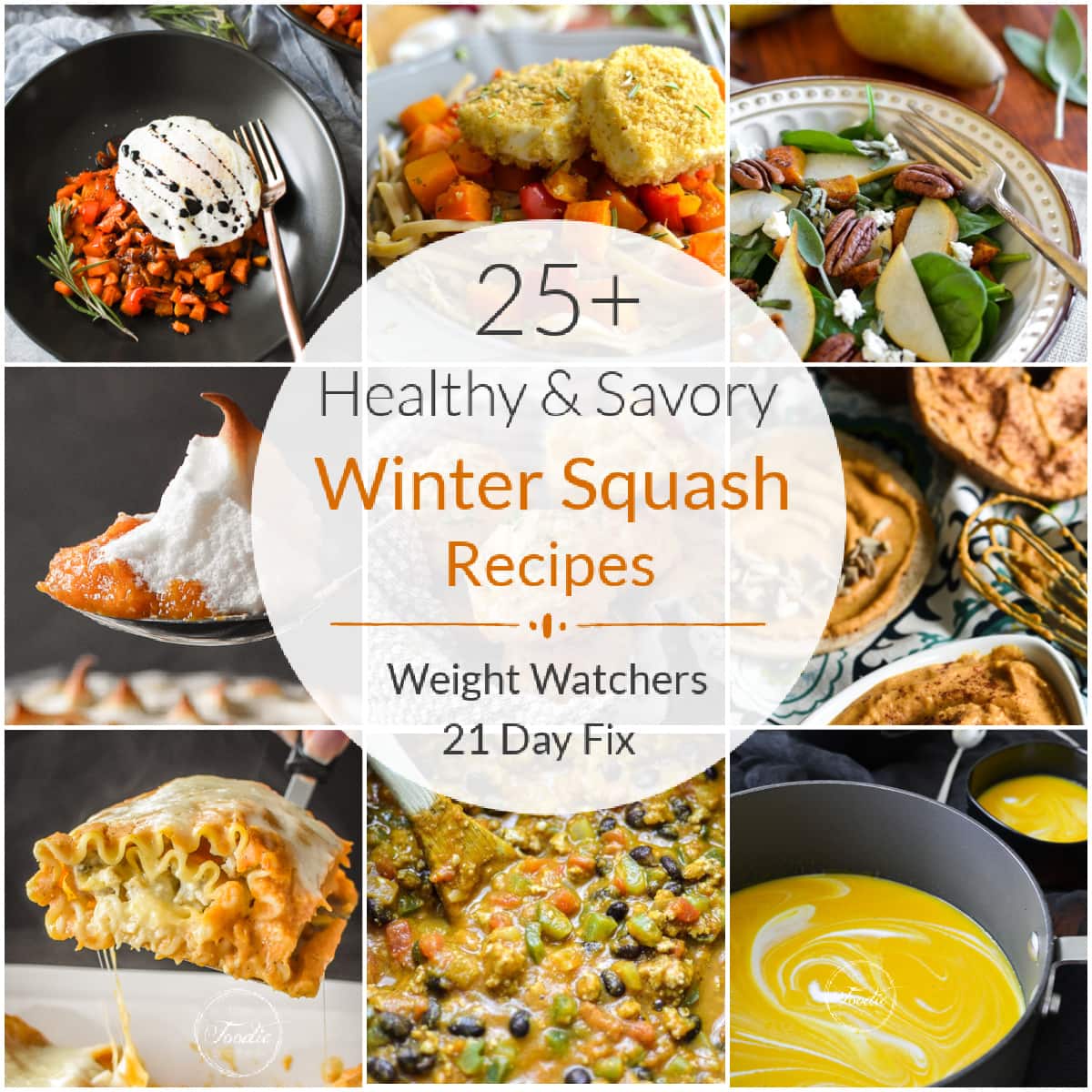 'Tis the season for healthy savory winter squash recipes! Between the butternut, acorn, pumpkin and spaghetti squash recipes, I hope you find new family favorites for the fall and winter! #21dayfix #weightwatchers #ww #mealprep #healthy #winter #healthydinners #squash #pumpkin #butternutsquash #acornsquash