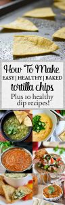 Make easy, healthy baked tortilla chips in under 10 minutes (and 10 delicious things to dip 'em in!) #superbowl #gameday #appetizer #healthy #21dayfix #partyfood #potluck #mealprep