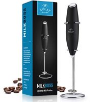 Zulay High Powered Milk Frother Handheld Foam Maker for Lattes - Great Bulletproof Coffee Electric Whisk Drink Mixer, Mini Blender and Foamer Perfect for Cappuccino, Frappe, Matcha, Hot Chocolate by Milk Boss