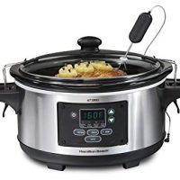 Hamilton Beach 33969A 6-Quart Programmable Set & Forget w/Temperature Probe Slow Cooker Stainless Steel
