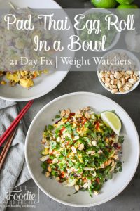 This Pad Thai Egg Roll in a Bowl is a low-carb twist on a take-out favorite! This delicious, healthy dinner is also quick and easy to make! #21dayfix #portionfix #ww #weightwatchers #lowcarb #padthai #healthy #healthydinner #instantpot #healthyinstantpot #glutenfree #mealprep #makeyourowntakeout
