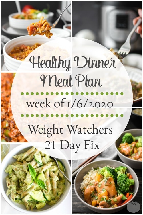 Healthy Dinner Meal Plan Week of 1/6/2020