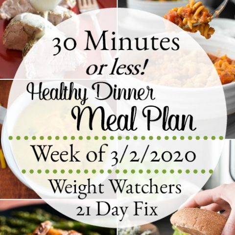 This 30 Minute-or-Less healthy dinner meal plan includes 5 easy, delish meals (and a printable grocery list!) that’ll have you looking forward to dinnertime! Plus meal prepping ideas for breakfast, lunch and snacks! 21 Day Fix | Weight Watchers #mealplan #mealplanning #mealprep #healthy #healthydinners #21dayfix #portioncontrol #portionfix #weightwatchers #ww #grocerylist #healthymealplan #instantpot #ultimateportionfix #weightloss #beachbody #30minutesorless #30minutemeals