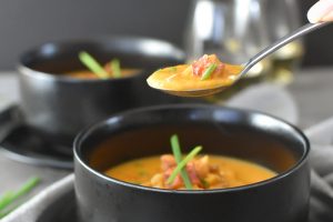 This Instant Pot Lobster Bisque is the perfect starter for Valentine's Day or date night. It's so easy, creamy, and rich! Dairy-free and gluten-free! #valentinesday #valentines #datenight #romance #glutenfree #dairyfree #lobster #healthy #21dayfix #weightwatchers #healthydinner #healthyvalentinesday #healthystarter #ultimateportionfix #portionfix #beachbody