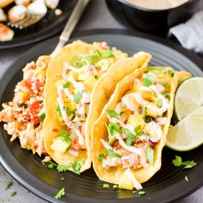 Chipotle Fish Tacos with Mango Salsa {Air Fryer/Oven/Stovetop}
