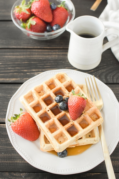 waffles with syrup and berries