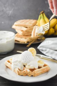 taking a bite out of banana pudding dessert waffles