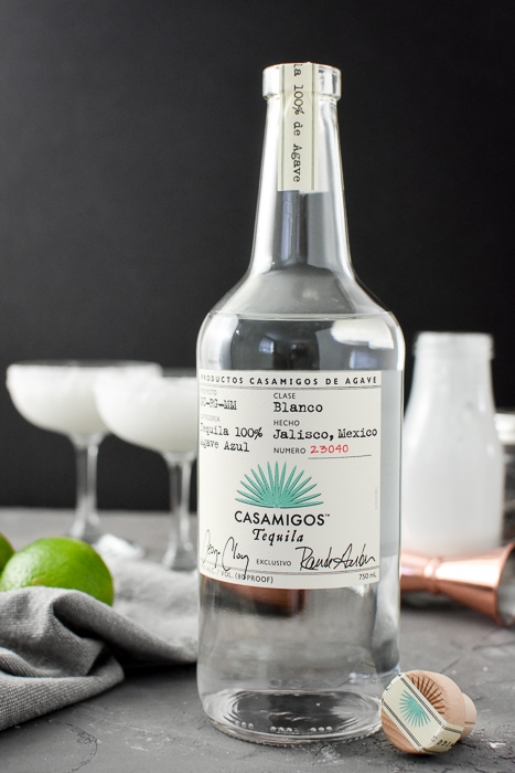 bottle of Casamigos Blanco Tequila