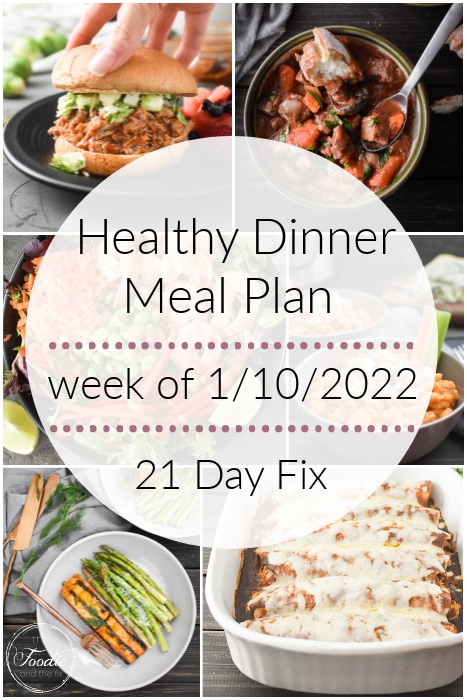 This healthy dinner meal plan includes 5 easy, delish meals (and a printable grocery list!) that’ll have you looking forward to dinnertime! Plus meal prepping ideas for breakfast, lunch and snacks! 21 Day Fix | Weight Watchers #mealplan #mealplanning #mealprep #healthy #healthydinners #21dayfix #portioncontrol #portionfix #weightwatchers #ww #grocerylist #healthymealplan #instantpot #ultimateportionfix #weightloss #beachbody
