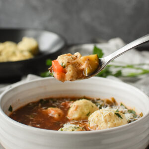 A spoonful of Italian Soup with Ricotta Dumplings
