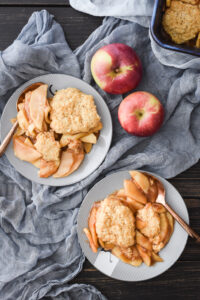 two plates of healthy apple cobbler