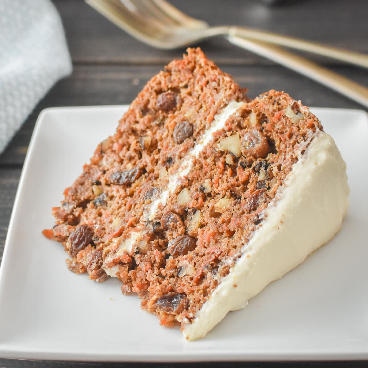 a slice of 2-layer carrot cake